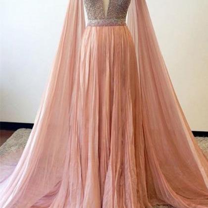 Stunning Prom Dress Blush Pink Prom Gowns Long..