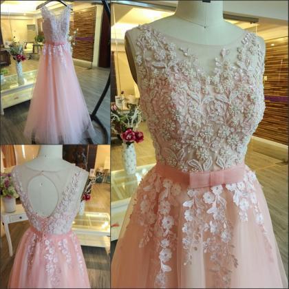 Stunning Prom Dress Light Pink Prom Gowns Long..