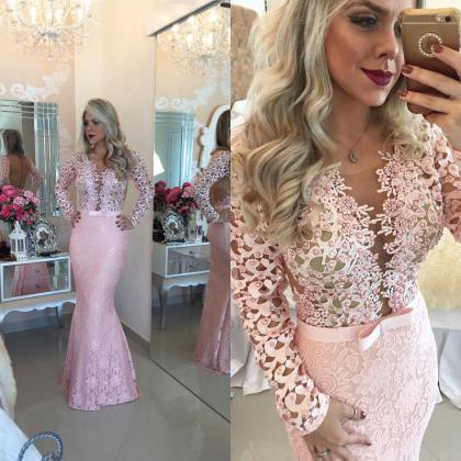 Stunning Prom Dress Pink Prom Gowns Long Evening..
