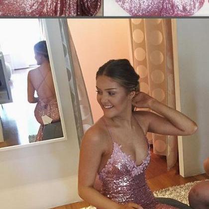 Sexy Straps Mermaid Long Sequins Prom Dress..