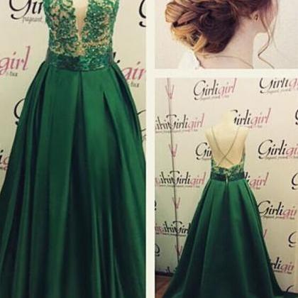 A-line Prom Dress,long Prom Dress,green Prom..