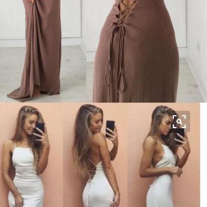 Sexy Long Brown Prom Dress/evening Dress With Open..