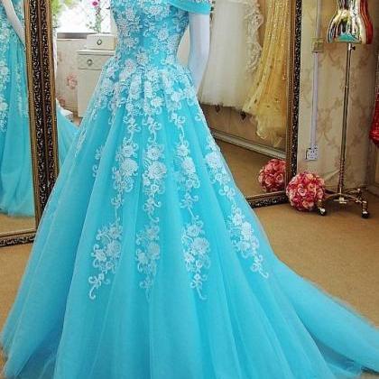 Princess Off-the-shoulder Tulle Court Train Appliques Lace Beautiful ...