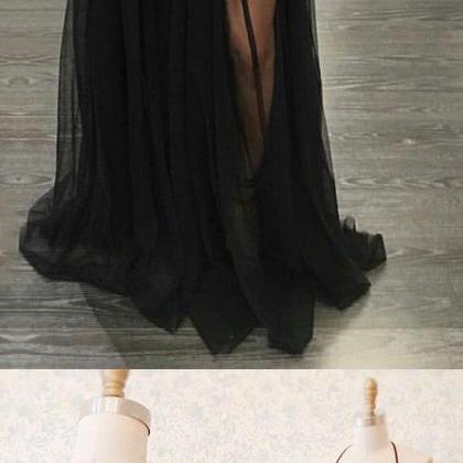 Black Prom Dresses Long, A-line Party Dresses 2018..