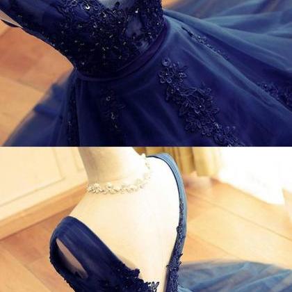 Sleeveless Navy Prom Homecoming Dresses Suitable..