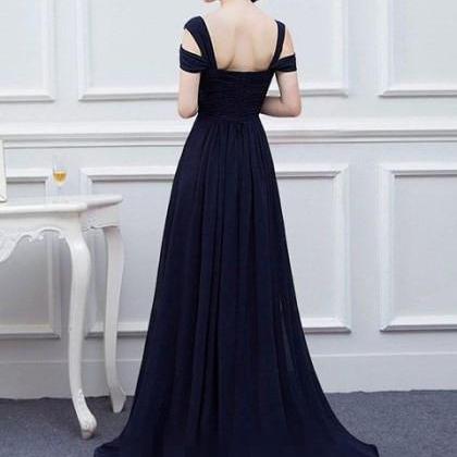 A-line V-neck Chiffon Sweep Train With Split Front..