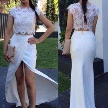 Two Piece Prom Dress/evening Dress - White Mermaid..