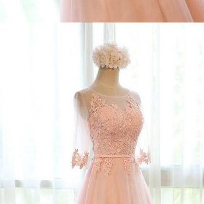Customized Applique Pink Prom Evening Dresses..