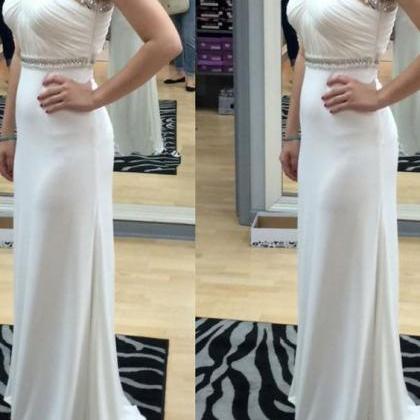 Floor Length Prom Dresses, White Floor-length..
