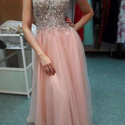 Prom Dress,modest Prom Dress,elegant Pink Chiffon..