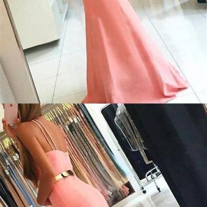Pink Mermaid Prom Party Dresses, Simple Fashion..