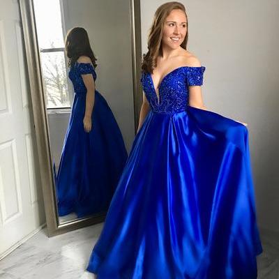 Off The Shoulder Royal Blue Long Prom Dress M2873 on Luulla