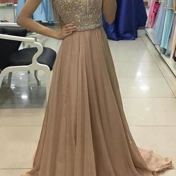 A-Line Round Neck Long Prom Dress S9190