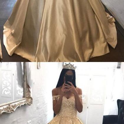 Ball Gown Prom Dresses Off-the-shoulder Appliques..