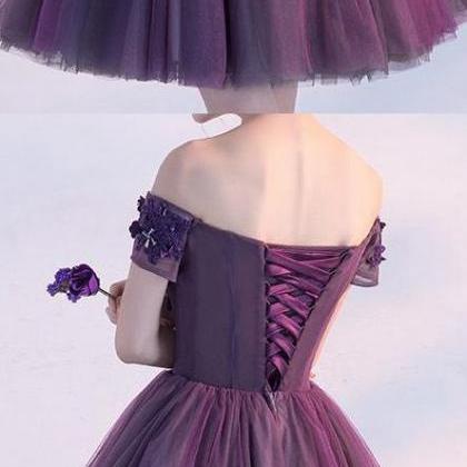 Mini Homecoming Prom Dress Short Purple Dresses..