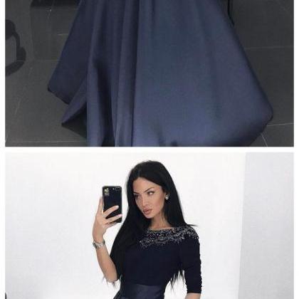 Prom Dress, Elegant Navy Prom Party Dresses With..