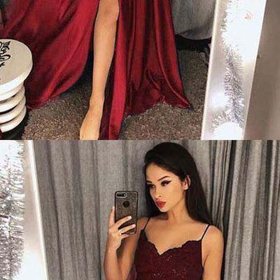 Green Prom Dresses,burgundy Evening Gowns,simple..