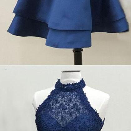 Navy Blue Homecoming Dresses Two Piece Prom Short..