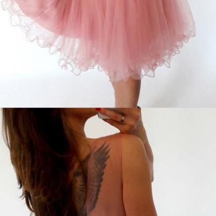 Short A Line Scoop Neck Tulle Homecoming Dress..