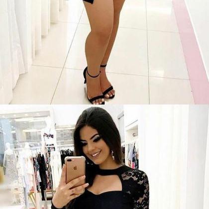 Sexy Black Halter Beaded Sheath Cocktail Dress Short Homecoming Dress Y8933 main image 1