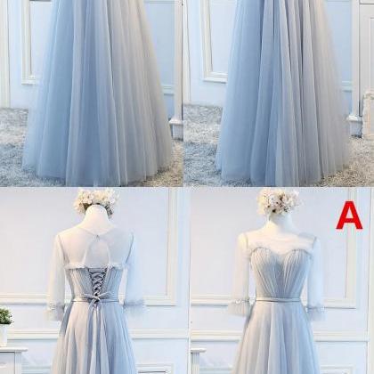 Mismatched Long Tulle Bridesmaid Dress, A-line..