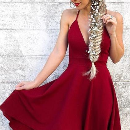 A-line Spaghetti Straps High-low Wine Homecoming..