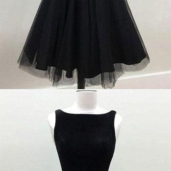 Short Black Tulle Homecoming Dress,short..