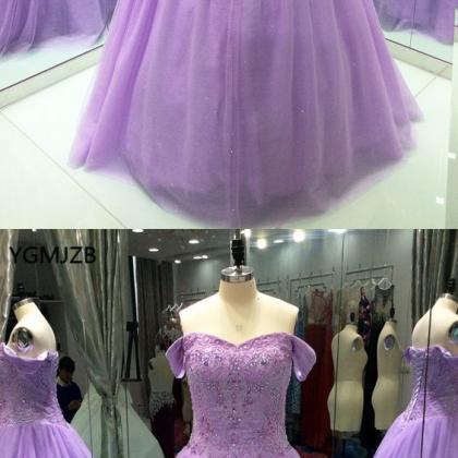 Lilac Ball Gown Strapless Floor-length Evening..