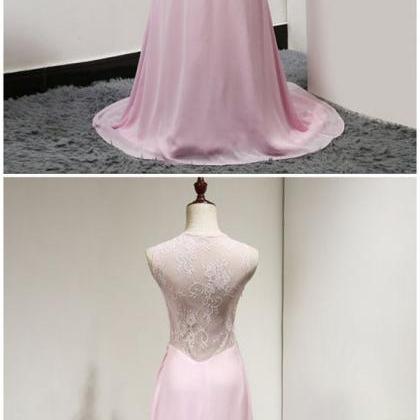 Long Evening Gowns, 2018 Sexy Prom Dress, Pink..
