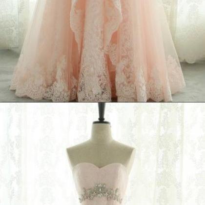 Pink Sweetheart Beading Lace Tulle Lace Up Open..