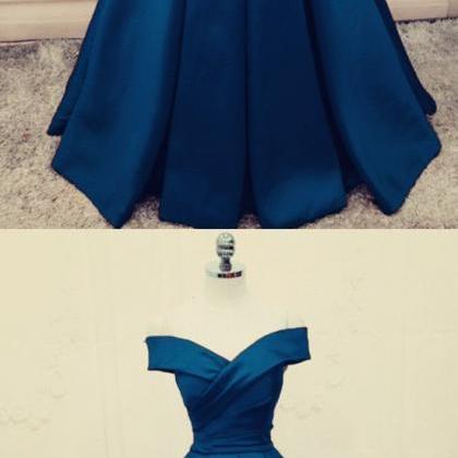 Navy Blue Ball Gowns Prom Dresses Satin Off The..