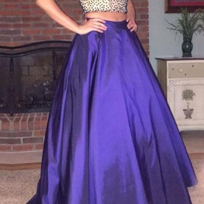 Beaded Prom Dress,halter Prom Dress,two Pieces..