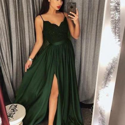 Sexy Prom Dress With Slit, Long Homecoming Dress..