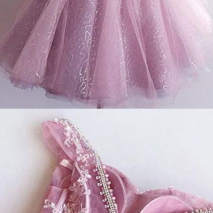 Sleeveless Lilac Prom Party Dresses Dazzling Short..