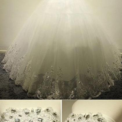 Modern Strapless Crystal Bride Dress, Ball Gowns..