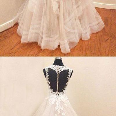 A-line Tulle Lace Long Prom/wedding Dress With..