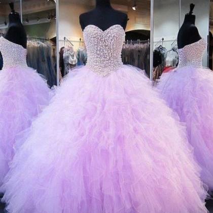 Puffy Ball Gown Sweetheart Heavy Beaded Crystals..