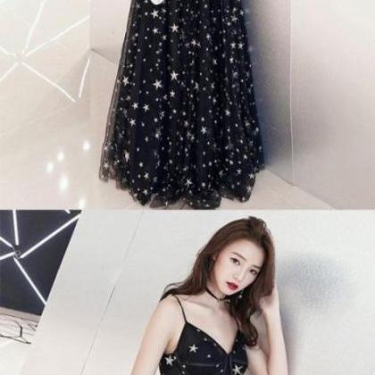 Chic Prom Dresses A-line Floor-length Star Lace..