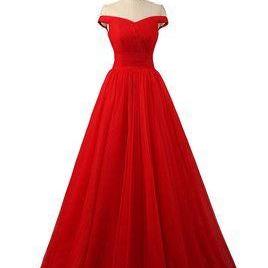 Simple A Line Tulle Long Prom Gown, Evening Dress..