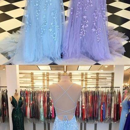 Custom Made Lace Tulle Long Prom Dress, Evening..