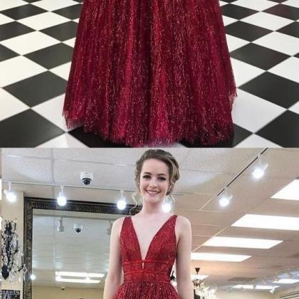 Burgundy Prom Dresses With Straps Aline Long Open..