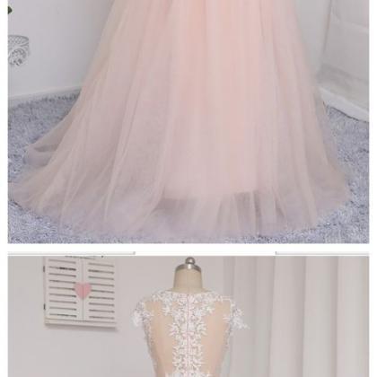Baby Pink Appliques Mermaid Evening Dress, Formal..