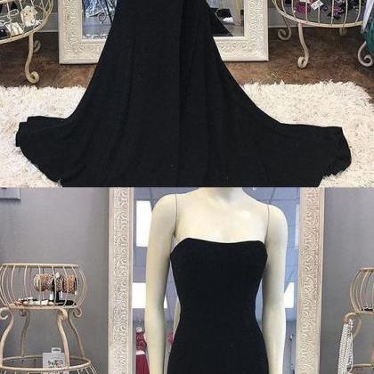 Black Mermaid Prom Dresses Simple Strapless..