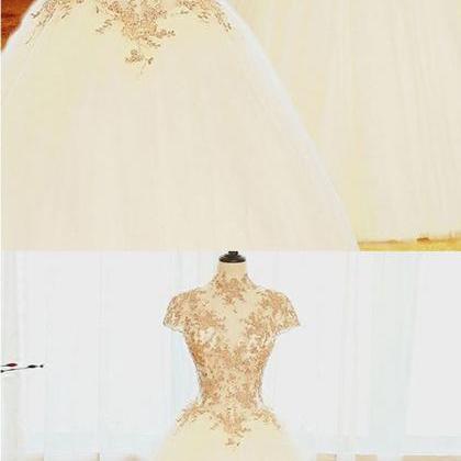 Ball Gown Wedding Dress With Gold Beading,high..