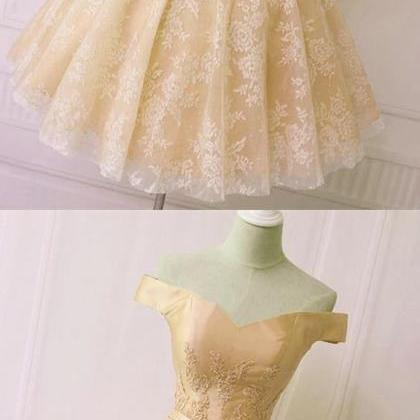 Short Champagne Lace Homecoming Dresses Off The..