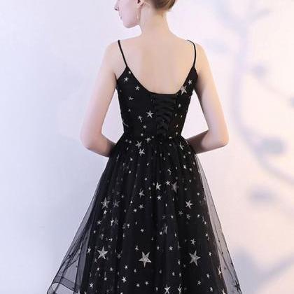 Stars Sequined V-neck Sleeveless A-line Dresses..