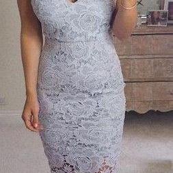 Sweetheart Close-fitting Gray Lace Sexy Homecoming..