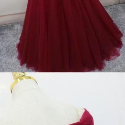 Wine Red Elegant Princess Gown, Handmade Off..