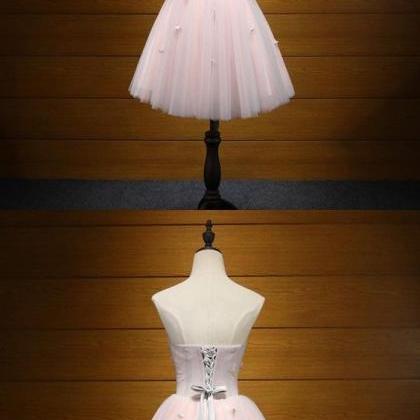 Glamorous Pink A-line Strapless Homecoming..