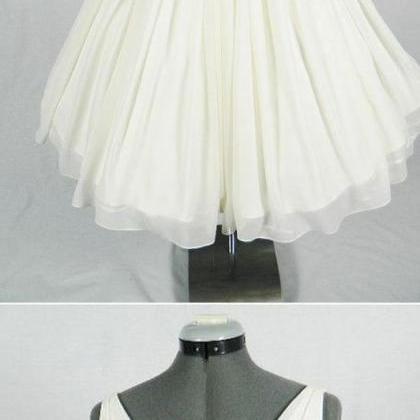 V-neck Ivory Simple Short Wedding Dresses,the..